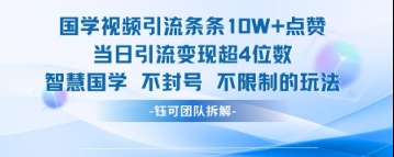 国学视频引流条条10W+点赞当日引流变现超4位数-阳知网创资源库