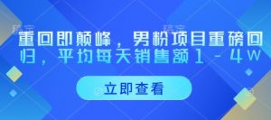 重回即颠峰，男粉项目重磅回归，平均每天销售额1-4W-阳知网创资源库