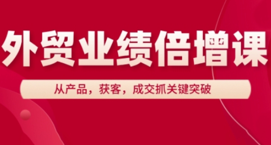 外贸业绩倍增课，从产品，获客，成交抓关键突破-阳知网创资源库