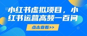 小红书虚拟项目,小红书运营高频一百问【文档】-阳知网创资源库