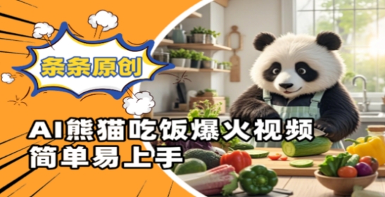 Ai熊猫吃饭爆火视频,条条原创,简单易上手-阳知网创资源库