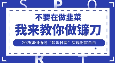 韭菜生涯终结者,我来教你做镰刀,2025如何通过“知识付费”实现财F自由【揭秘】-阳知网创资源库
