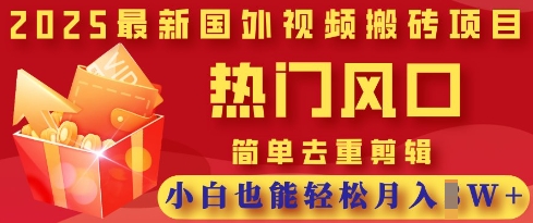 2025最新视频搬砖项目,热门风口,简单去重剪辑,小白也能轻松月入过W-阳知网创资源库