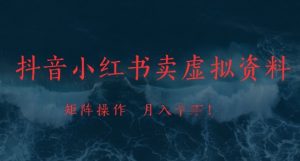 抖音小红书卖虚拟资料,市场需求一直存在,矩阵操作,月入1w+-阳知网创资源库