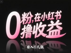 0粉在小红书撸收益,日入几张-阳知网创资源库