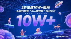 3步生成10W+视频,AI制作微观“小人物世界”科幻大片,条条万赞,1条作品涨粉2.3W-阳知网创资源库