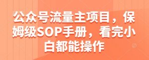 公众号流量主项目，保姆级SOP手册，看完小白都能操作-阳知网创资源库
