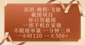飞猪美团截图项目,你只管截图,一部手机在家做,正规平台无套路,一天5张+【揭秘】-阳知网创资源库