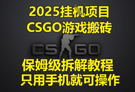 2025挂G项目,CSGO游戏搬砖,保姆级拆解教程,只用手机就可操作【揭秘】-阳知网创资源库
