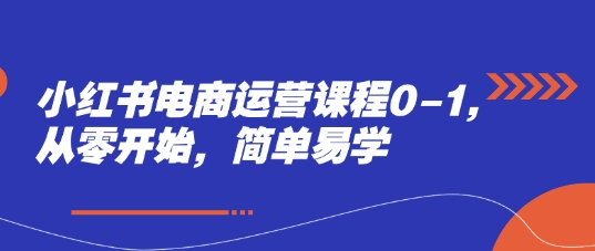 小红书电商运营课程0-1,从零开始,简单易学-阳知网创资源库