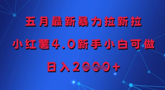 五月最新暴力拉新拉,小红薯4.0新手小白可做,日入多张-阳知网创资源库