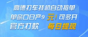 高德地图挂G接单，单窗口日产9元，官方打款，每日提现【揭秘】-阳知网创资源库