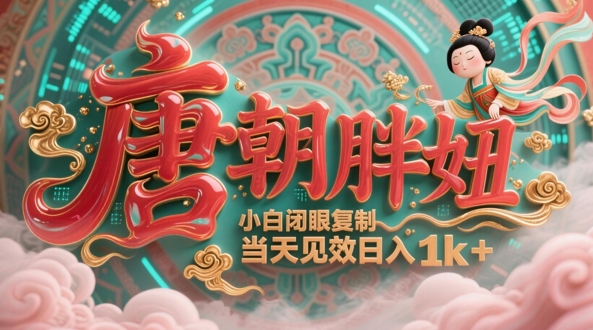 用AI克隆“唐朝胖妞”日更3条,平台疯狂推流,小白闭眼复制,当天见效,日入1k+-阳知网创资源库