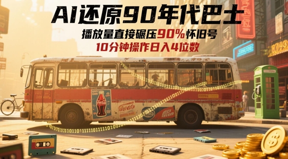 AI还原90年代巴士,一帧就让70后泪崩,播放量直接碾压90%怀旧号,每天操作十分钟,日入四位数-阳知网创资源库