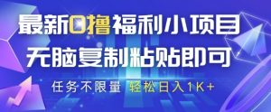 最新0撸福利小项目,抖音平台大放水,无脑复制粘贴 即可挣钱,任务不限量,轻松日入1K+【揭秘】-阳知网创资源库