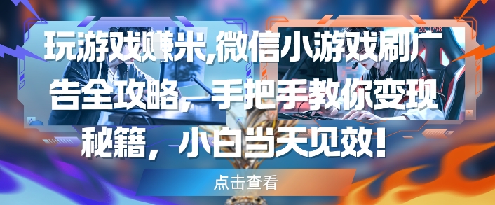 玩游戏挣米，微信小游戏刷广告全攻略，手把手教你变现秘籍，小白当天见效-阳知网创资源库