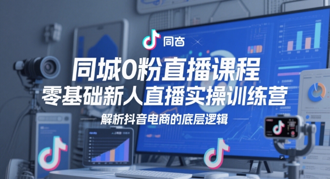 同城0粉直播课程,零基础新人直播实操训练营,解析抖音电商的底层逻辑-阳知网创资源库