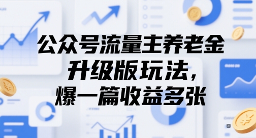 公众号流量主养老金升级版玩法,爆一篇收益多张-阳知网创资源库