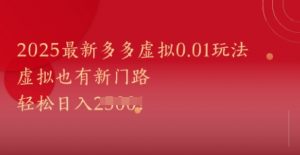 2025最新多多虚拟0.01玩法!虚拟也有新世界,轻松日入1k+-阳知网创资源库