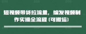 短视频带货拉流量，编发视频制作实操全流程(可搬运)-阳知网创资源库