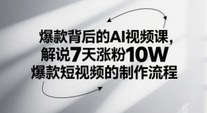 爆款背后的AI视频课,解说7天涨粉10W爆款短视频的制作流程-阳知网创资源库