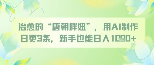 治愈的“唐朝胖妞”,用AI制作日更3条,新手也能日入多张-阳知网创资源库