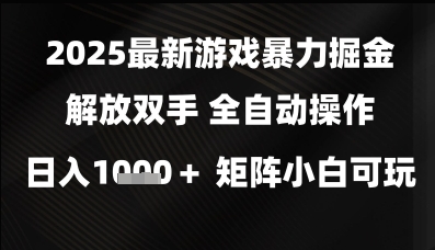 2025最新游戏暴力掘金解放双手,全自动操作,日入1k+矩阵,小白可玩【揭秘】-阳知网创资源库