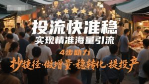 投流快准稳,实现精准海量引流,4步助力,抄捷径·做增量·稳转化·提投产-阳知网创资源库
