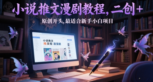 小说推文漫剧教程,二创+原创开头,最适合新手小白项目-阳知网创资源库