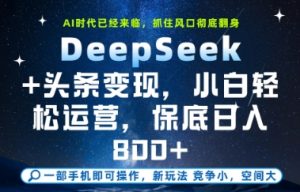DeepSeek+头条变现,保姆级教学,小白轻松上手,日入8张+【揭秘】-阳知网创资源库