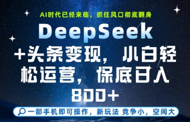 DeepSeek+头条变现,保姆级教学,小白轻松上手,日入8张+【揭秘】-阳知网创资源库