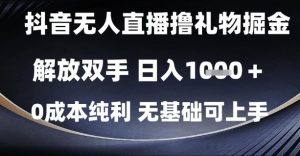 抖音无人直播撸礼物掘金,解放双手,日入1k,0成本纯利,无基础可上手【揭秘】-阳知网创资源库