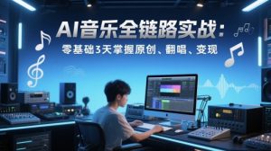AI音乐全链路实战变现课:零基础3天掌握原创、翻唱、变现-阳知网创资源库