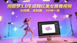 用即梦3.0生成网红美女跳舞视频,女团舞、来财舞,3分钟一条-阳知网创资源库