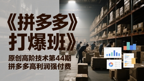 《拼多多打爆班》原创高阶技术第44期,拼多多高利润强付费-阳知网创资源库