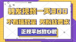 转发视频一天3张+,正规平台放心做,不看播放量,不看粉丝量,一个任务几分钟完成【揭秘】-阳知网创资源库