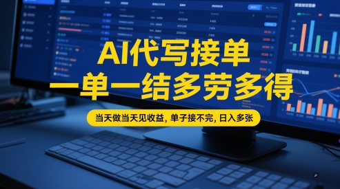 AI代写接单,一单一结多劳多得,当天做当天见收益,单子接不完,日入多张【全网最全实操课程】-阳知网创资源库