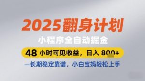 2025翻身计划小程序全自动掘金,48小时可见收益,日入多张+,长期稳定靠谱,小白宝妈轻松上手【揭秘】-阳知网创资源库