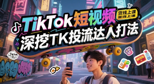 TikTok短视频带货线上课,深挖TK投流达人打法-阳知网创资源库