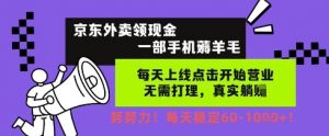 京东外卖领现金,一部手机薅羊毛,每天上线动动手指,无需打理,每天保底60+,每天就是如此轻松【揭秘】-阳知网创资源库