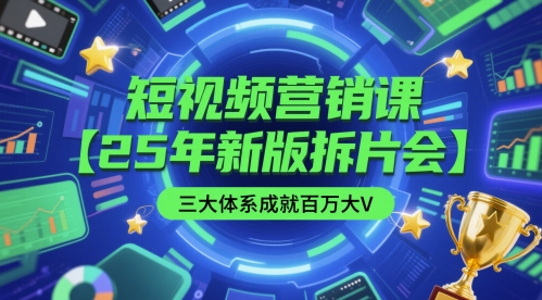 短视频营销课【25年新版拆片会】三大体系成就百万大V,包含正课、拆片会、手把手教学直播课等-阳知网创资源库