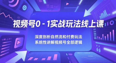 视频号0-1实战玩法线上课,深度剖析自然流和付费玩法,统性讲解视频号全部逻辑-阳知网创资源库