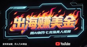 出海挣美金,用AI制作七龙珠真人视频,发布到油管,条条爆火,月入几W美刀-阳知网创资源库