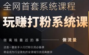 2025行业首套全网全域打粉系统神课,做流量做离钱最近的事,一套新手入行打粉引流必备课-阳知网创资源库