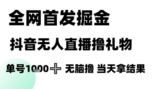全网首发掘金抖音无人直播撸礼物,单号1k +无脑撸,当天拿结果【揭秘】-阳知网创资源库