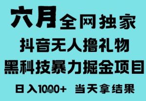 25年6月高爆抖音无人直播最新撸音浪掘金项目，门槛低小白可做，无脑日入1k，可矩阵放大【揭秘】-阳知网创资源库