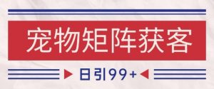 小红书某音宠物赛道引流获客 自热矩阵日引200+【揭秘】-阳知网创资源库
