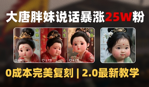 AI大唐胖贵妃说话2.0,40条视频暴涨40w粉,附独家变现攻略-阳知网创资源库