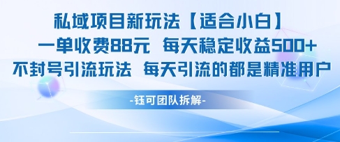 私域项目新玩法【适合小白】 一单收费88.每天稳定收益几张-阳知网创资源库