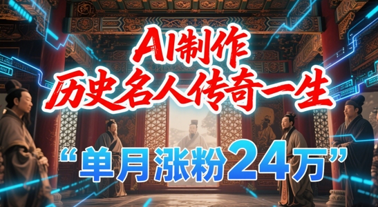 暴力起号!用AI制作历史名人传奇一生,单月涨粉24W,涨粉+变现赛道黑马来了-阳知网创资源库